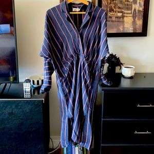 a.l.c midi nico striped navy dress